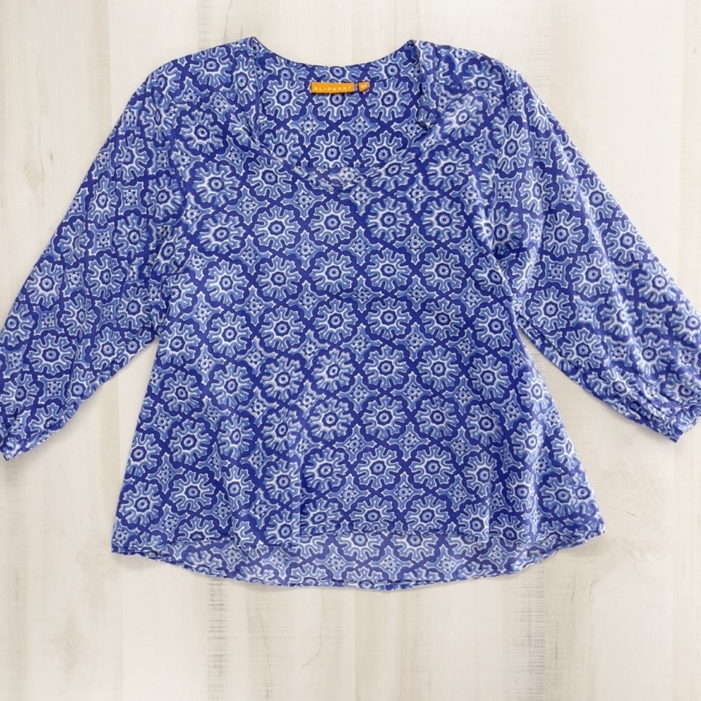 OLIPHANT x Tuckernut printed tunic top blouse M travel lounge